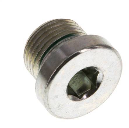 G 3/8'' Male Zinc plated Steel Closing plug with Inner Hex and FKM Seal 400 Bar [2 Pieces]