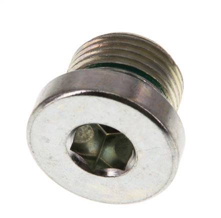 G 3/8'' Male Zinc plated Steel Closing plug with Inner Hex and FKM Seal 400 Bar [2 Pieces]