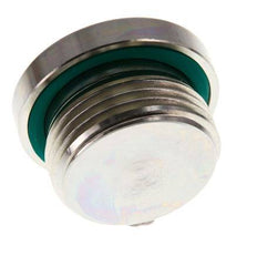G Bouchon de fermeture 1'' mâle en acier zingué avec hexagone intérieur et joint FKM 400 Bar