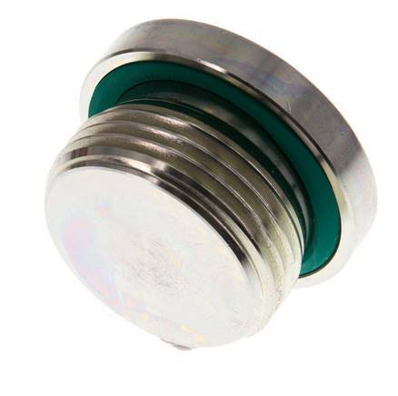 G Bouchon de fermeture 1'' mâle en acier zingué avec hexagone intérieur et joint FKM 400 Bar
