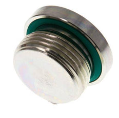 G Bouchon de fermeture 1'' mâle en acier zingué avec hexagone intérieur et joint FKM 400 Bar