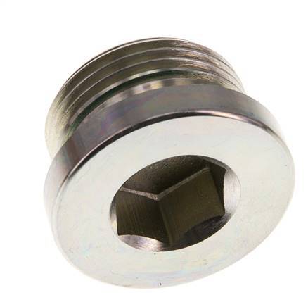 G Bouchon de fermeture 1'' mâle en acier zingué avec hexagone intérieur et joint FKM 400 Bar