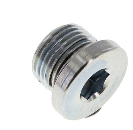 G 1/2'' Mâle Bouchon en acier zingué avec hexagone intérieur et joint NBR 400 Bar [2 Pièces].