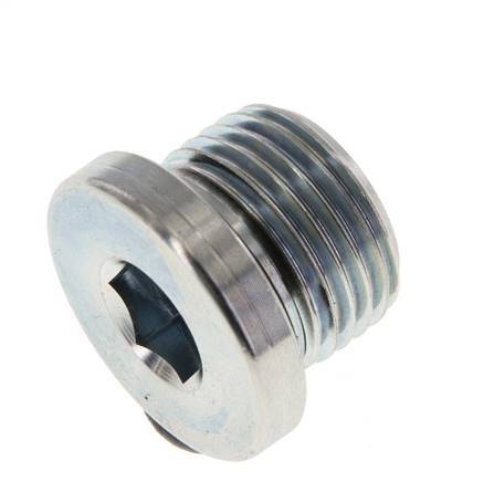 G 1/2'' Mâle Bouchon en acier zingué avec hexagone intérieur et joint NBR 400 Bar [2 Pièces].