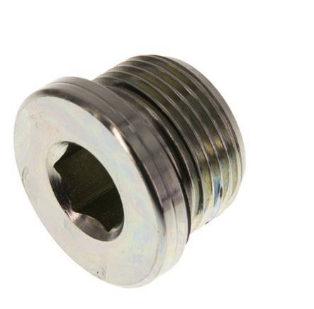 G 3/4'' Male Zinc plated Steel Closing plug with Inner Hex and NBR seal 400 Bar [2 Pieces]