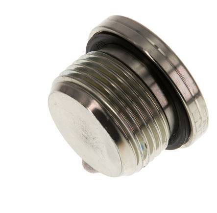 G 3/4'' Mâle Bouchon de fermeture en acier zingué avec hexagone intérieur et joint NBR 400 Bar [2 Pièces].