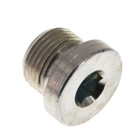 G 3/8'' Male Zinc plated Steel Closing plug with Inner Hex and NBR seal 400 Bar [2 Pieces]