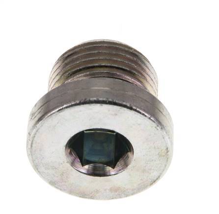G 3/8'' Male Zinc plated Steel Closing plug with Inner Hex and NBR seal 400 Bar [2 Pieces]