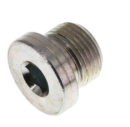 G 3/8'' Male Zinc plated Steel Closing plug with Inner Hex and NBR seal 400 Bar [2 Pieces]