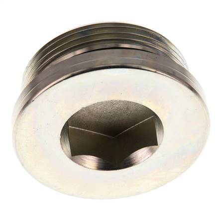 G 1 1/2'' mâle Acier zingué Bouchon de fermeture avec hexagone intérieur et joint NBR 250 Bar