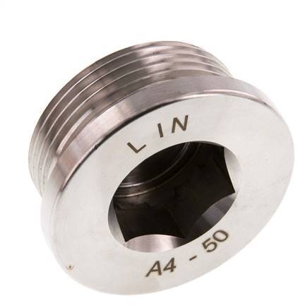 G 1 1/4'' Stainless steel Closing plug with Inner Hex 40 Bar