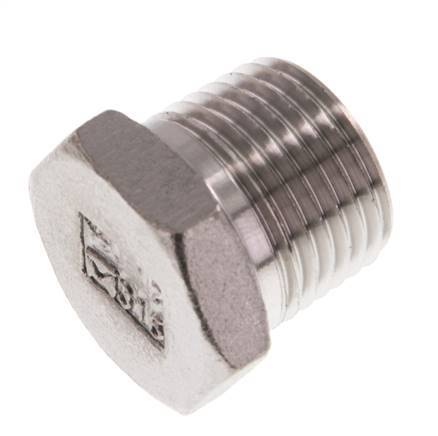 Bouchon de fermeture 1/2'' NPT mâle en acier inoxydable avec hexagone extérieur 16 Bar [2 pièces].