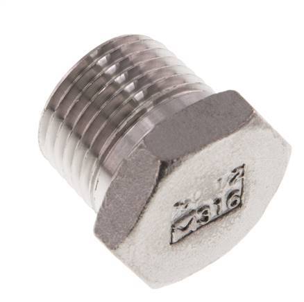 Bouchon de fermeture 1/2'' NPT mâle en acier inoxydable avec hexagone extérieur 16 Bar [2 pièces].