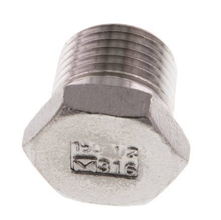 Bouchon de fermeture 1/2'' NPT mâle en acier inoxydable avec hexagone extérieur 16 Bar [2 pièces].
