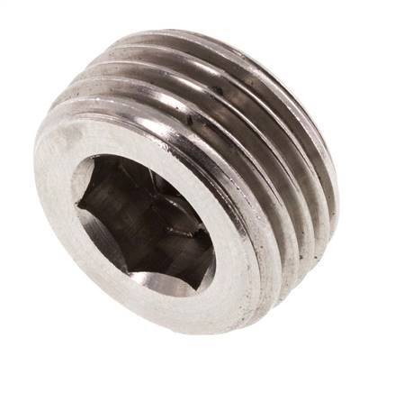 G 1/2'' Stainless steel Closing plug with Inner Hex without collar 40 Bar