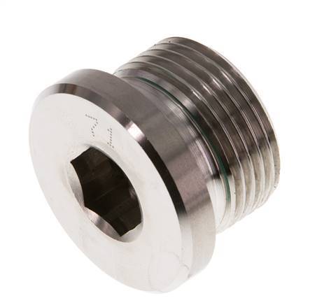 G 3/4'' Mâle Bouchon de fermeture en acier inoxydable avec hexagone intérieur et joint FKM 400 Bar