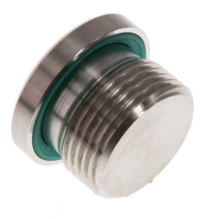 G 3/4'' Mâle Bouchon de fermeture en acier inoxydable avec hexagone intérieur et joint FKM 400 Bar