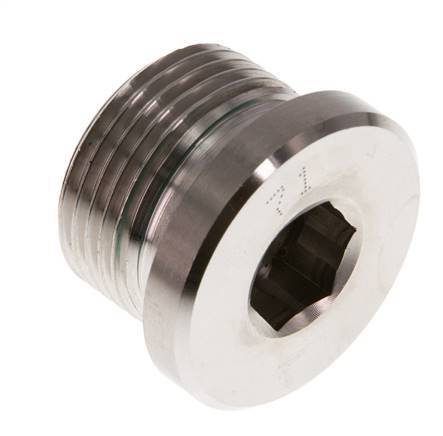 G 3/4'' Mâle Bouchon de fermeture en acier inoxydable avec hexagone intérieur et joint FKM 400 Bar