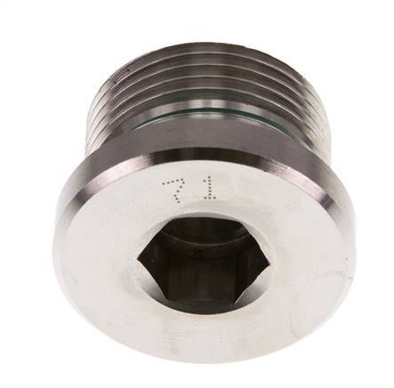 G 3/4'' Mâle Bouchon de fermeture en acier inoxydable avec hexagone intérieur et joint FKM 400 Bar