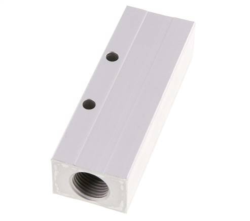 Bloc de distribution en aluminium 2xG 1/2'' x 3xG 1/4'' unilatéral 16 bar