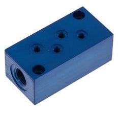 2xG 1/4'' x 8xM5 Aluminium Distributor Block One-sided 16 Bar