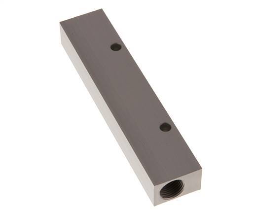 2xG 3/8'' x 4xG 1/4'' Aluminium Distributor Block One-sided 16 Bar