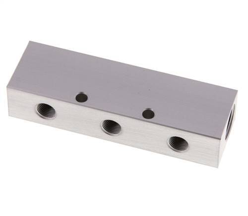 Bloc distributeur en aluminium 2xG 3/8'' x 3xG 1/8'' unilatéral 16 Bar