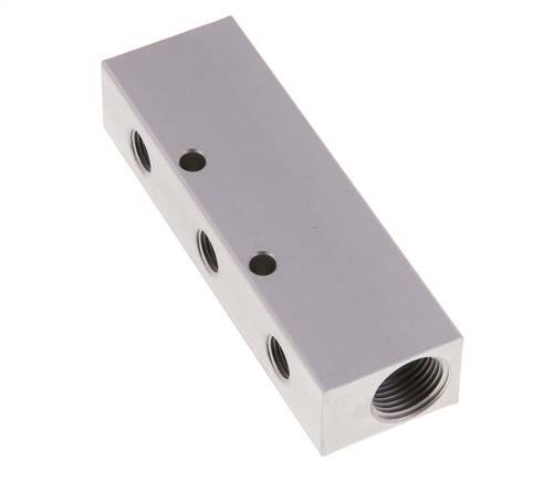 Bloc distributeur en aluminium 2xG 3/8'' x 3xG 1/8'' unilatéral 16 Bar