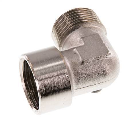 G 1'' x R 1'' F/M Raccord coudé 90° en laiton nickelé 16 Bar