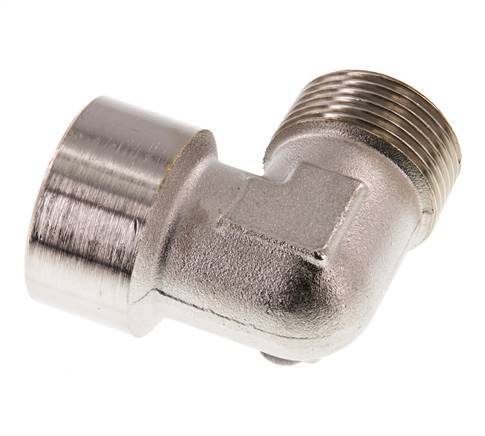 G 1'' x R 1'' F/M Raccord coudé 90° en laiton nickelé 16 Bar