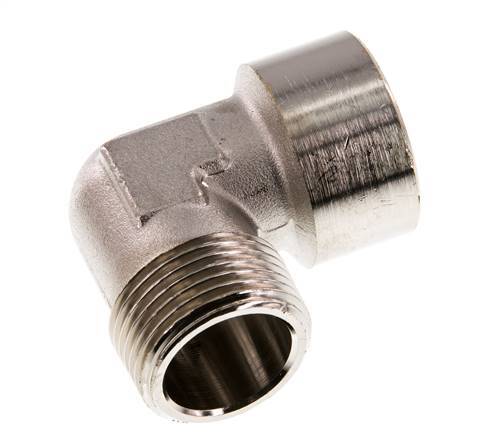 G 1'' x R 1'' F/M Raccord coudé 90° en laiton nickelé 16 Bar