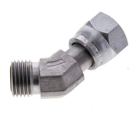 UNF 9/16''-18 x UNF 9/16''-18 F/M Acier zingué Raccord coudé à 45 degrés ORFS 630 Bar - Hydraulique
