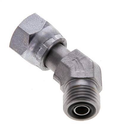 UNF 9/16''-18 x UNF 9/16''-18 F/M Acier zingué Raccord coudé à 45 degrés ORFS 630 Bar - Hydraulique