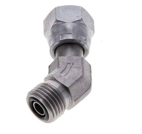 UNF 9/16''-18 x UNF 9/16''-18 F/M Acier zingué Raccord coudé à 45 degrés ORFS 630 Bar - Hydraulique