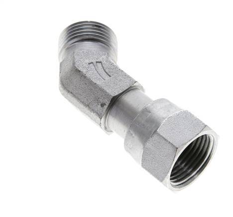 Raccord coudé 45° en acier zingué UN 13/16''-16 x UN 13/16''-16 F/M ORFS 630 Bar - Hydraulique