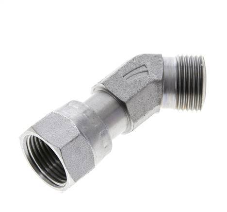 Raccord coudé 45° en acier zingué UN 13/16''-16 x UN 13/16''-16 F/M ORFS 630 Bar - Hydraulique
