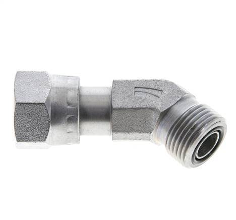 Raccord coudé 45° en acier zingué UN 13/16''-16 x UN 13/16''-16 F/M ORFS 630 Bar - Hydraulique