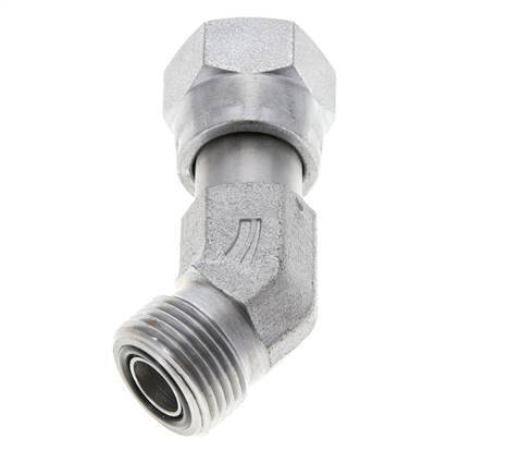 Raccord coudé 45° en acier zingué UN 13/16''-16 x UN 13/16''-16 F/M ORFS 630 Bar - Hydraulique