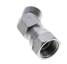 Raccord coudé 45° UN 1-3/16''-12 x UN 1-3/16''-12 F/M en acier zingué ORFS 400 Bar - Hydraulique