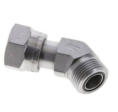 Raccord coudé 45° UN 1-3/16''-12 x UN 1-3/16''-12 F/M en acier zingué ORFS 400 Bar - Hydraulique