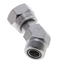 Raccord coudé 45° UN 1-3/16''-12 x UN 1-3/16''-12 F/M en acier zingué ORFS 400 Bar - Hydraulique