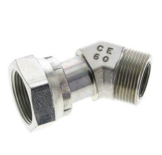UN 1-7/16''-12 x UN 1-7/16''-12 F/M Zinc plated Steel 45 deg Elbow Fitting ORFS 400 Bar - Hydraulic