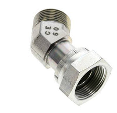 UN 1-7/16''-12 x UN 1-7/16''-12 F/M Zinc plated Steel 45 deg Elbow Fitting ORFS 400 Bar - Hydraulic