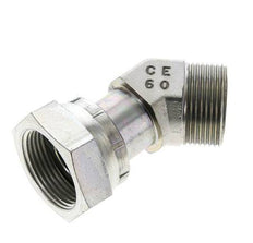 UN 1-7/16''-12 x UN 1-7/16''-12 F/M Zinc plated Steel 45 deg Elbow Fitting ORFS 400 Bar - Hydraulic