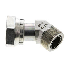 UN 1-7/16''-12 x UN 1-7/16''-12 F/M Zinc plated Steel 45 deg Elbow Fitting ORFS 400 Bar - Hydraulic