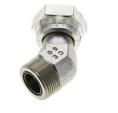 UN 1-7/16''-12 x UN 1-7/16''-12 F/M Zinc plated Steel 45 deg Elbow Fitting ORFS 400 Bar - Hydraulic
