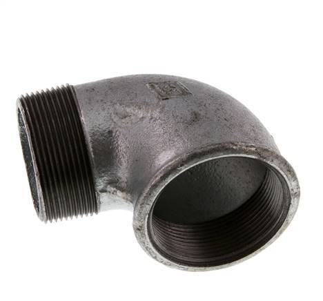 Rp 2'' x R 2'' F/M Zinc plated Cast iron 90 deg Elbow Fitting 25 Bar