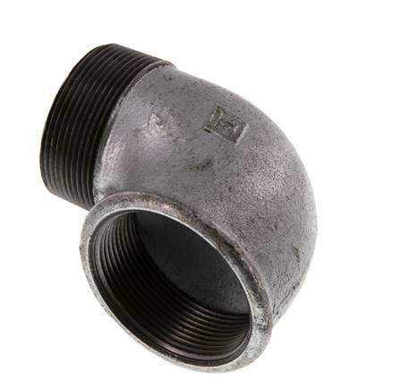Rp 2'' x R 2'' F/M Zinc plated Cast iron 90 deg Elbow Fitting 25 Bar