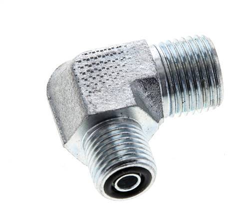 Raccord coudé 90° en acier zingué UN 11/16''-16 x UNF 9/16''-18 mâle ORFS 630 Bar - Hydraulique
