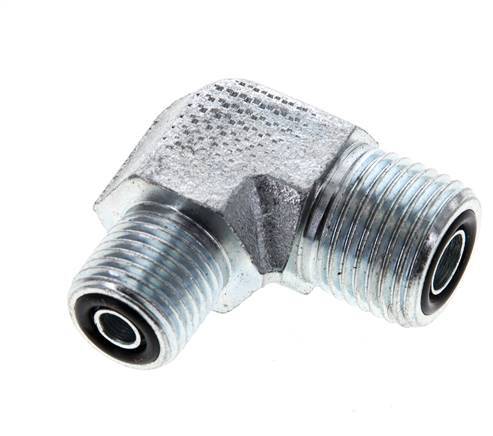 Raccord coudé 90° en acier zingué UN 11/16''-16 x UNF 9/16''-18 mâle ORFS 630 Bar - Hydraulique